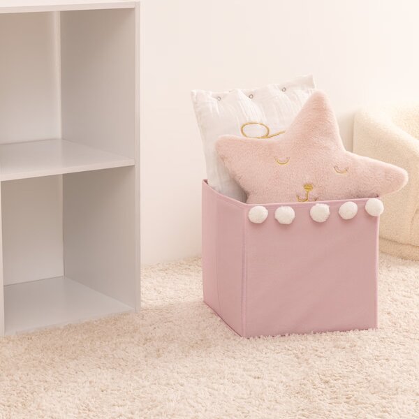 Úložný box Pompoms, 29x29x29 cm, růžová