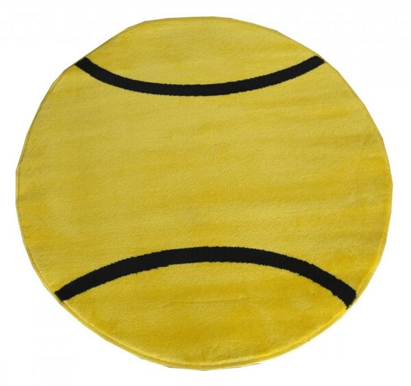 Dětský kusový koberec Tenis žlutý kruh 100x100cm