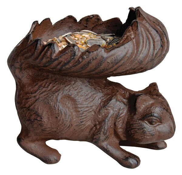 Krmítko pro veverky Squirrel, 13,5x15 cm, litina, hnědá