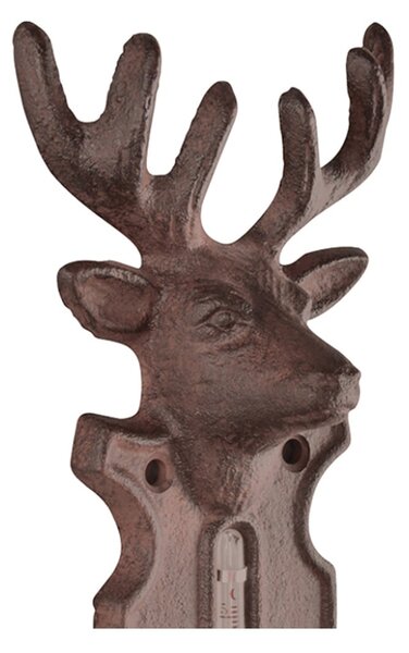 Nástěnný teploměr Deer, 22x9,5 cm, litina, hnědá