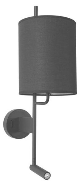 NOVA LUCE nástěnné svítidlo YAMA černé stínidlo a černý hliník nastavitelné - vypínač na těle E27 1x12W 230V IP20 bez žárovky LED Samsung 3W 3000K čtecí lampička 9180512