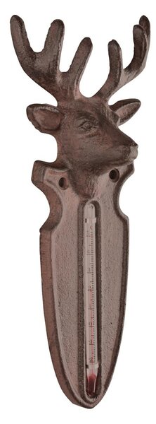 Nástěnný teploměr Deer, 22x9,5 cm, litina, hnědá