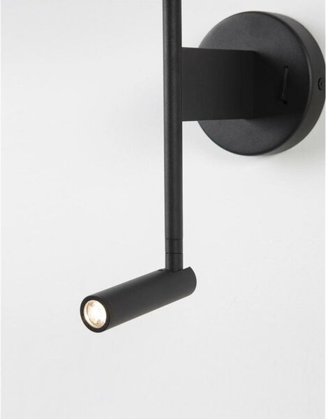 NOVA LUCE nástěnné svítidlo YAMA černé stínidlo a černý hliník nastavitelné - vypínač na těle E27 1x12W 230V IP20 bez žárovky LED Samsung 3W 3000K čtecí lampička 9180512
