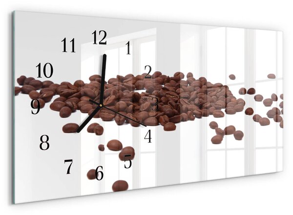 Skleněné hodiny horizontální Kávová zrna zsppc-60x30-00171755
