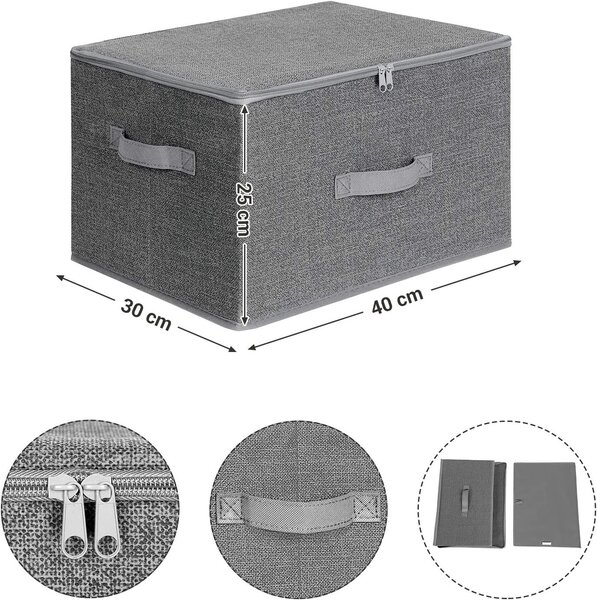 Úložný box Easy, sada 3ks, 30x25x40 cm, šedá