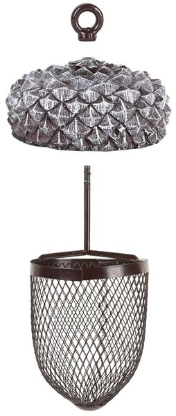 Závěsné krmítko pro ptáky Acorn, 30x13,5 cm, kov/polyesterová pryskyřice, šedá