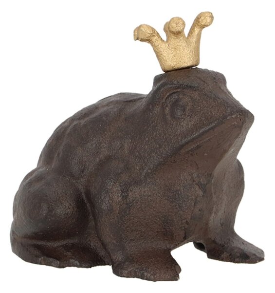 Zahradní litinová figurka Prince Frog, 11,5x13 cm, hnědá