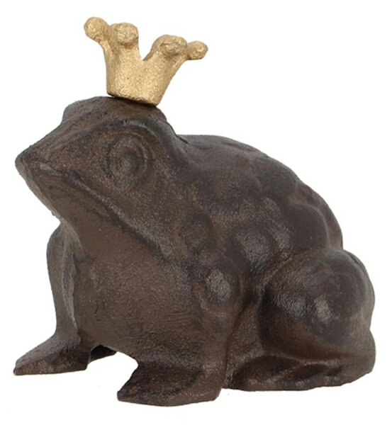 Zahradní litinová figurka Prince Frog, 11,5x13 cm, hnědá