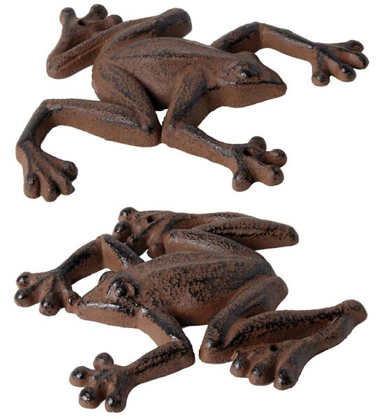 Zahradní litinová figurka Froggo, sada 2ks, 1,5x14,5 cm, hnědá