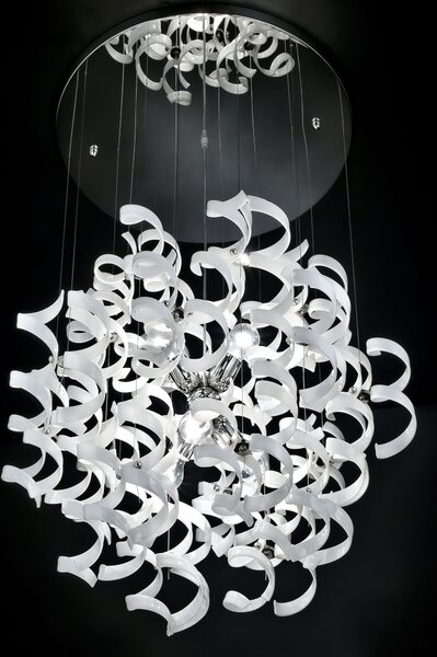 Metal lux 206.175.02 Astro White, designové závěsné svítidlo v průměru 70cm, 6x60W, bílé sklo, chrom