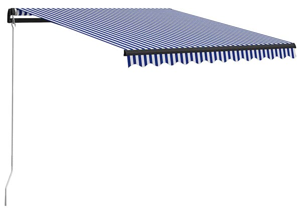 Ručně zatahovací markýza s LED světlem 300x250 cm modrá a bílá