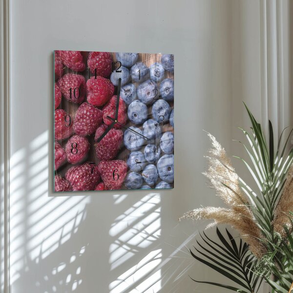 Skleněné hodiny na stěnu Lesní plody zskc-30x30-00181629