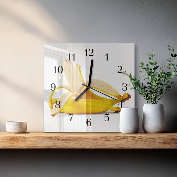Skleněné hodiny na stěnu Banány zskc-30x30-00180577