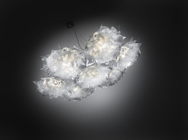 SLAMP VELSOVSWHT04T00000EU Veli 7 Opal, rozměrné závěsné svítidlo z bilého Opalflexu, 9x12W E27, prům. 130cm