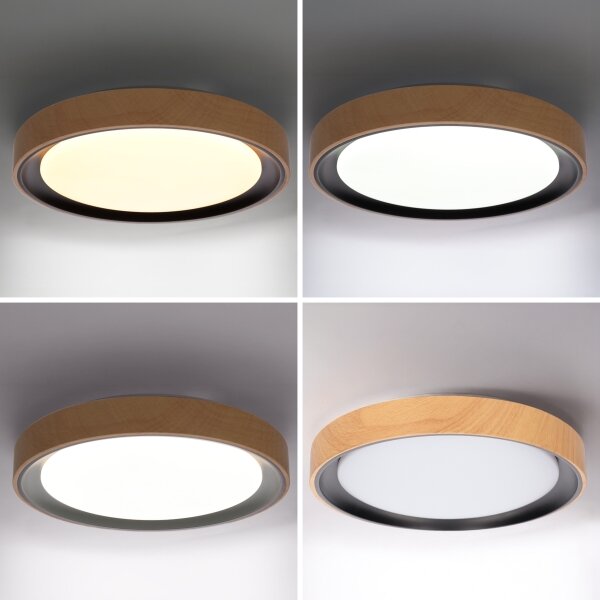 Brilagi - LED Stmív. strop. svítidlo FLOCO LED/48W/230V pr. 40 cm dřevo/černá+DO