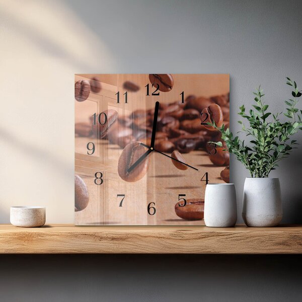 Skleněné hodiny na stěnu Kávová zrna zskc-30x30-00178185