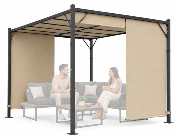 MultiGarden DN-FG-362 Zahradní pergola s bočními roletami 3 x 4 m, béžová