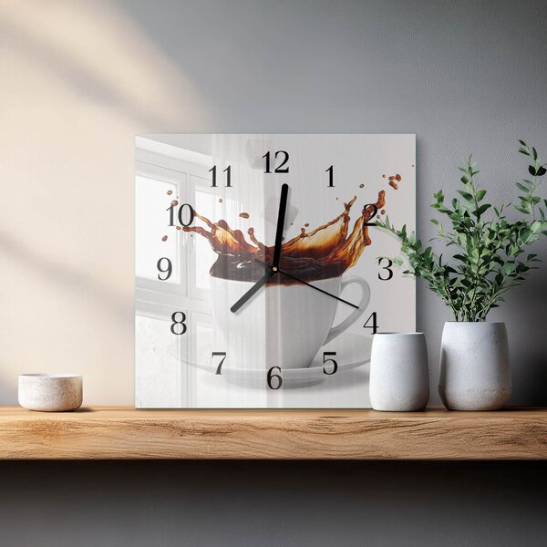 Skleněné hodiny na stěnu Káva zskc-30x30-00181066
