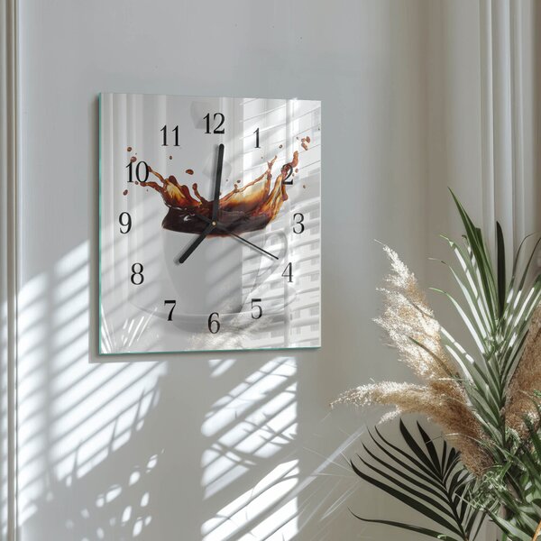 Skleněné hodiny na stěnu Káva zskc-30x30-00181066