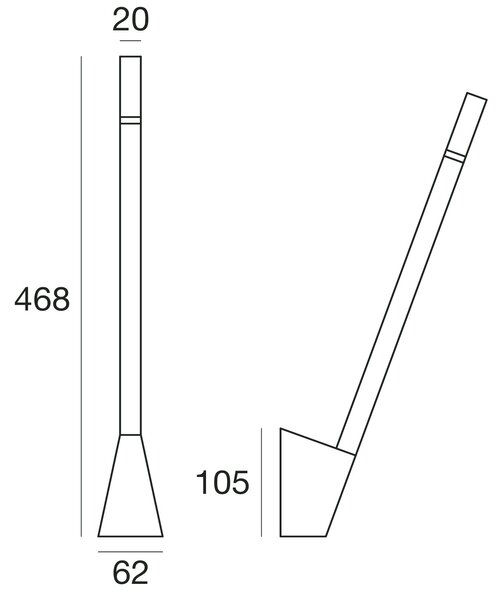 Linea Light 7227 Snake_W3, černá flexibilní LEDka k posteli bez vypínače, 2W LED 3000K, délka 47cm