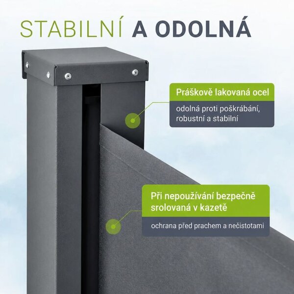 Boční markýza 300 x 180 cm pro terasu a balkon, antracit