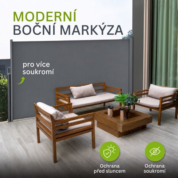 Boční markýza 300 x 180 cm pro terasu a balkon, antracit
