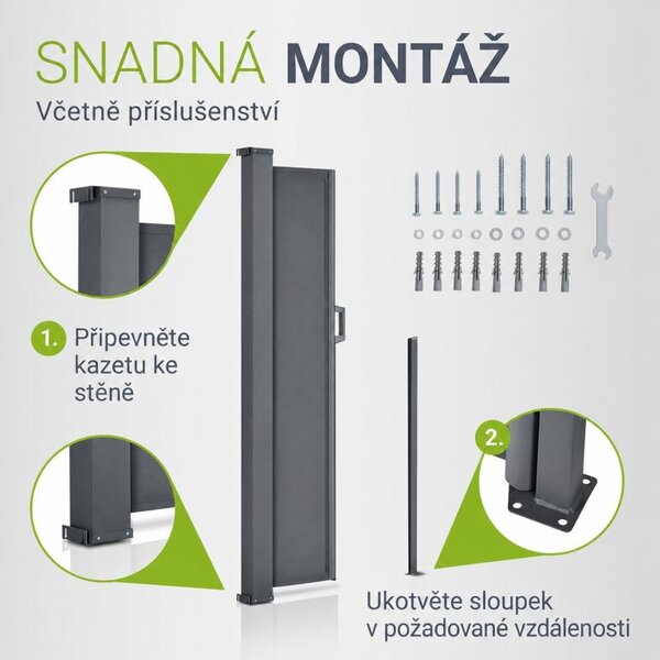 Boční markýza 300 x 180 cm pro terasu a balkon, antracit