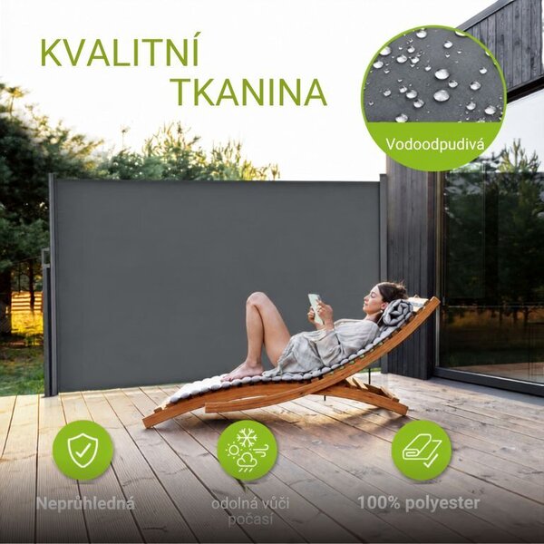 Boční markýza 300 x 180 cm pro terasu a balkon, antracit