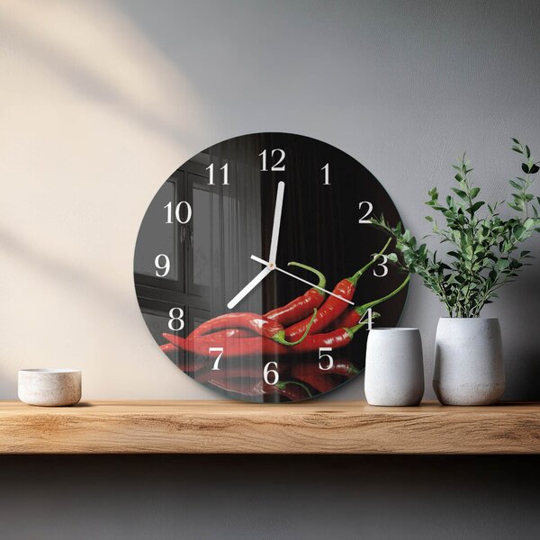 Skleněné hodiny na stěnu Chilli papričky zsob-fi30-00059162