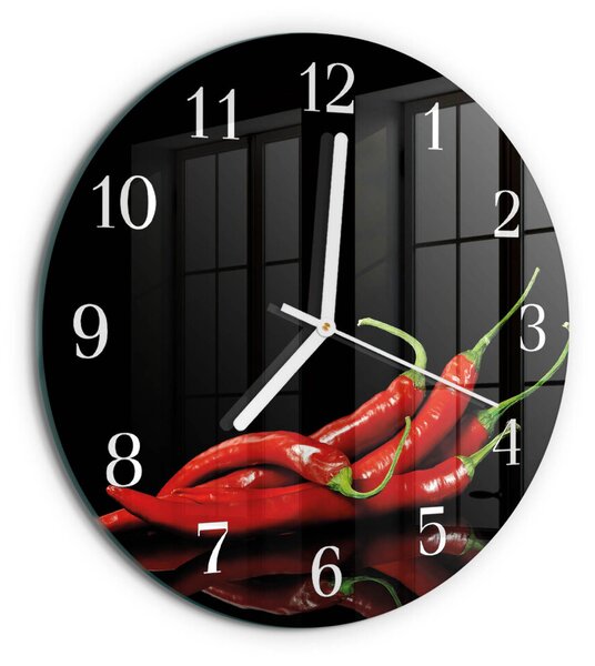 Skleněné hodiny na stěnu Chilli papričky zsob-fi30-00059162