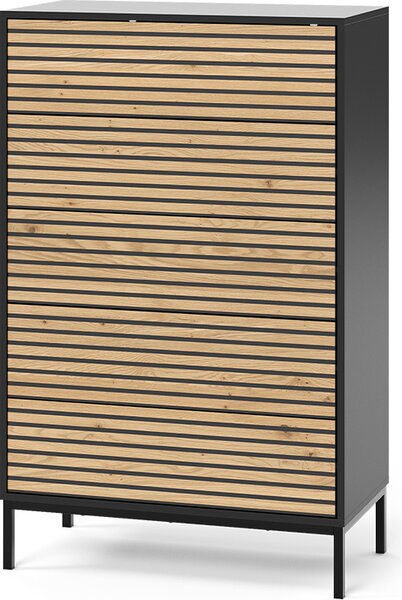 Komoda Vicco Eliza Zlatý dub power/antracit 76 x 120 cm s 5 zásuvkami, Model 54754