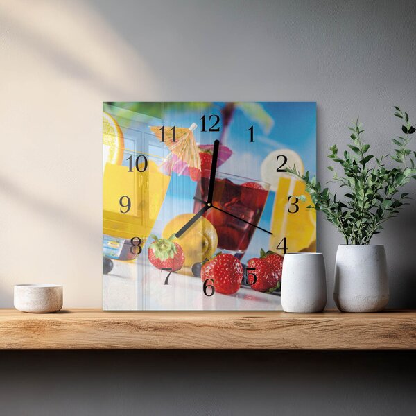 Skleněné hodiny na stěnu Koktejl zskc-30x30-00179862
