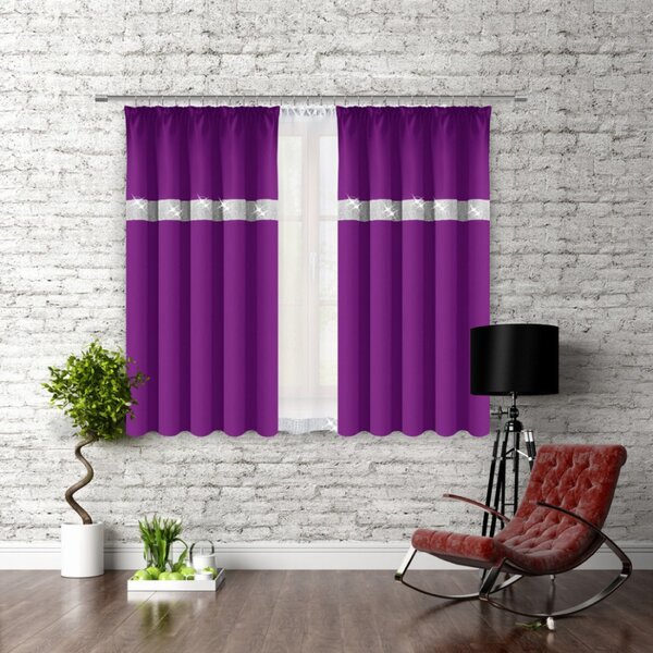 Závěs na řasící pásce se zirkóny 140x160 cm fuchsia Barva Fuchsia Rozměry 140x160 cm