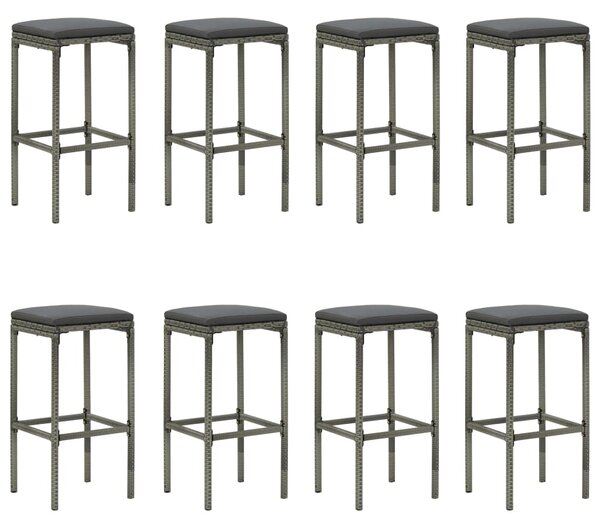 9dílný zahradní barový set s poduškami polyratan šedý