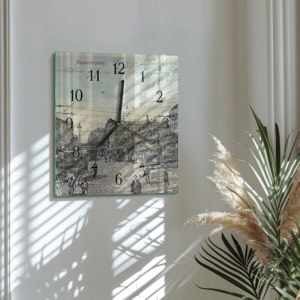 Skleněné hodiny na stěnu Pohlednice zskc-30x30-00178551