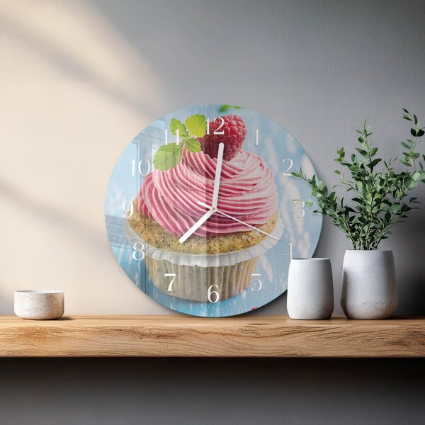 Skleněné hodiny na stěnu Malinový muffin zsob-fi30-00090989