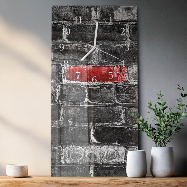Skleněné hodiny vertikální Cihlový zsppb-30x60-00083739