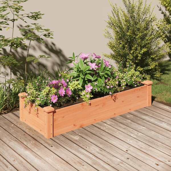 Zahradní vyvýšený záhon s vložkou hnědý 120x45x25cm masiv jedle