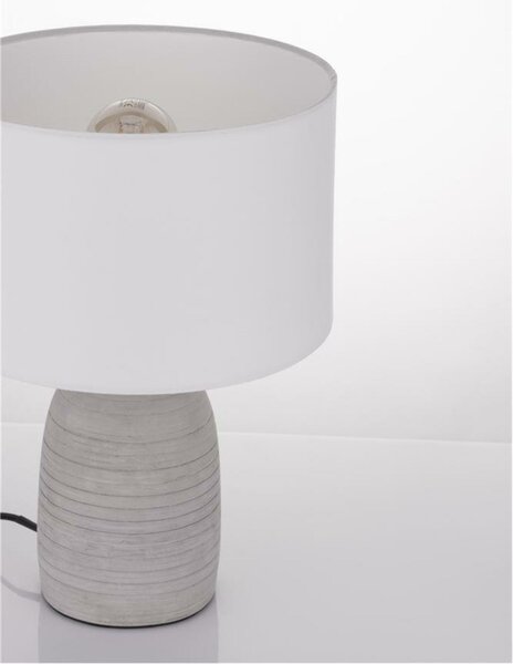 NOVA LUCE stolní lampa CHEMPO šedý beton a kov bílé stínidlo E27 1x12W 230V IP20 bez žárovky 9050166