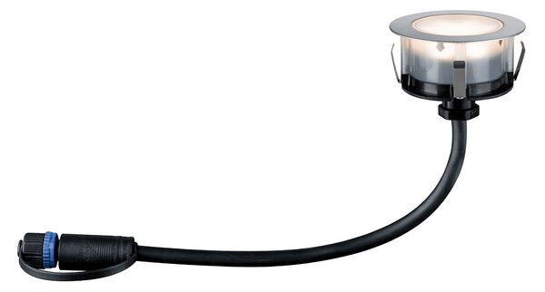 Paulmann 93953 Plug&Shine Floor Eco, zápustné svítidlo do terasy 1W LED 3000K, stříbrná, prům. 7cm, IP65