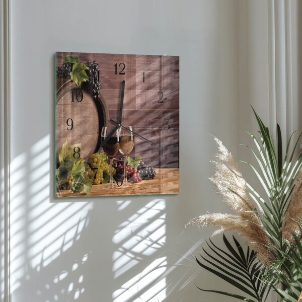 Skleněné hodiny na stěnu Hrozny zskc-30x30-00177526