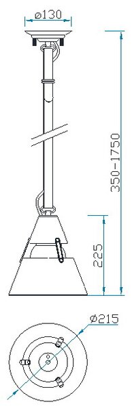 Mantra 5432 Industrial, závěsné retro svítidlo, 1x40W E27, kov-písková, béžový textilní popruh, průměr 21,5cm
