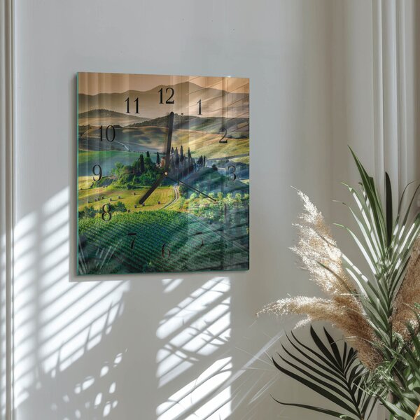 Skleněné hodiny na stěnu Krajina zskc-30x30-00178125