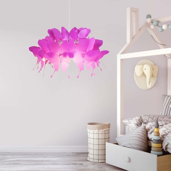 Dětský lustr FARFALLA 1xE27/60W/230V růžová