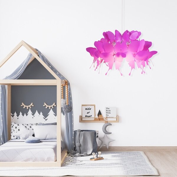 Dětský lustr FARFALLA 1xE27/60W/230V růžová
