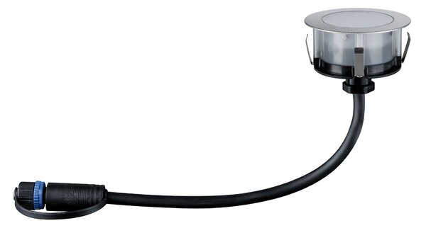 Paulmann 93953 Plug&Shine Floor Eco, zápustné svítidlo do terasy 1W LED 3000K, stříbrná, prům. 7cm, IP65