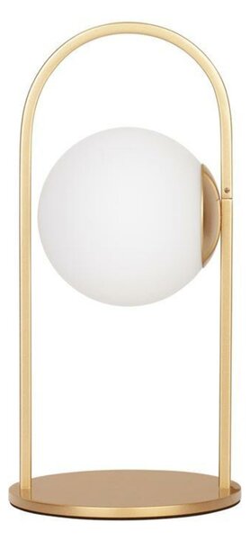NOVA LUCE stolní lampa HOOK saténový zlatý kov a opálové bílé sklo LED 4.8W 230V 3000K IP20 9695225