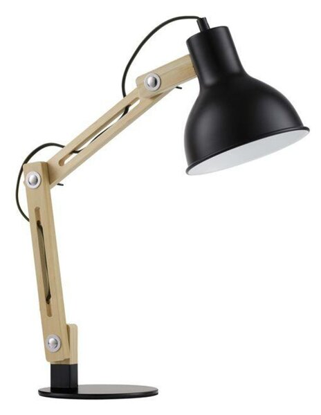 NOVA LUCE stolní lampa GROU matný černý kov a dřevo E27 1x12W 230V IP20 vypínač na těle bez žárovky 9620130
