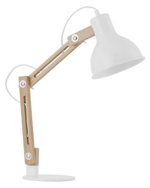 NOVA LUCE stolní lampa GROU matný bílý kov a dřevo E27 1x12W 230V IP20 vypínač na těle bez žárovky 9620129