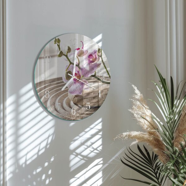 Skleněné hodiny na stěnu Písečná orchidej zsob-fi30-00086367